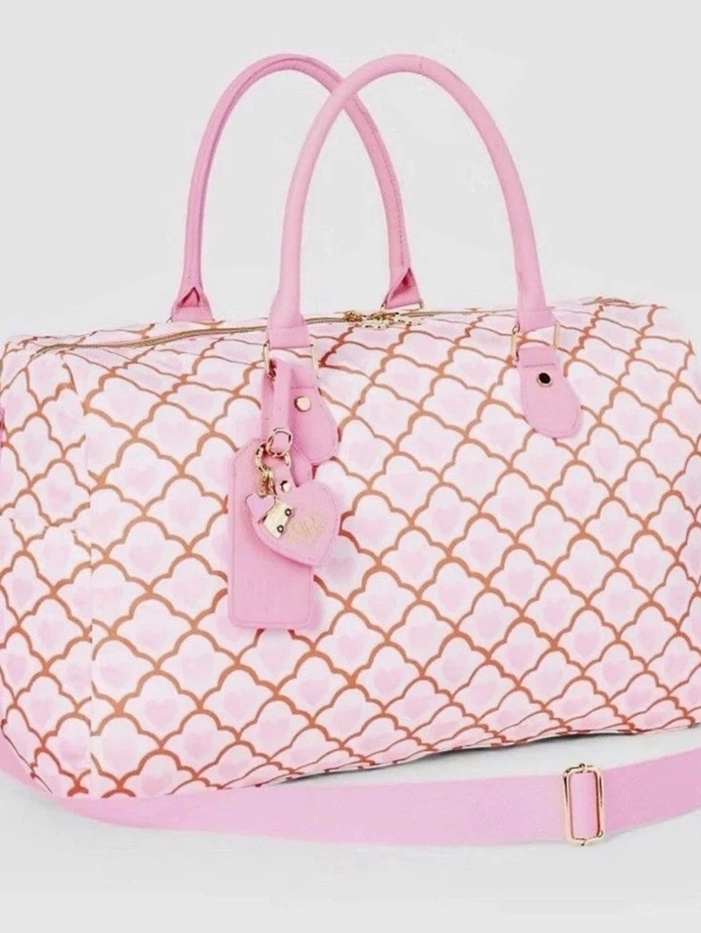 Roller Rabbit Pink & White Travel Duffel NWT